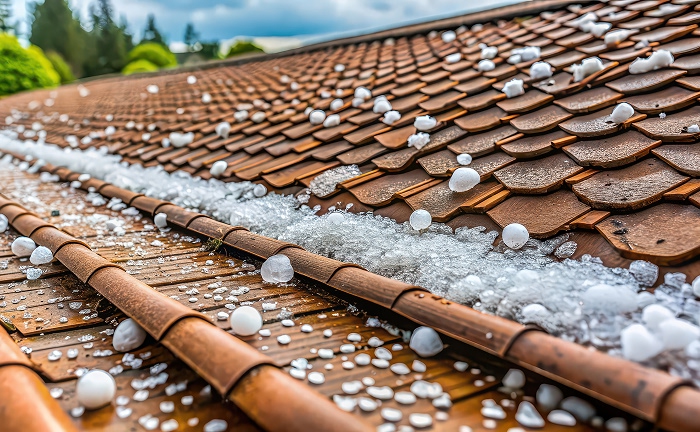 Roof with hail