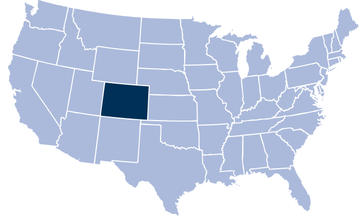 Map of the United States with Colorado highlighted