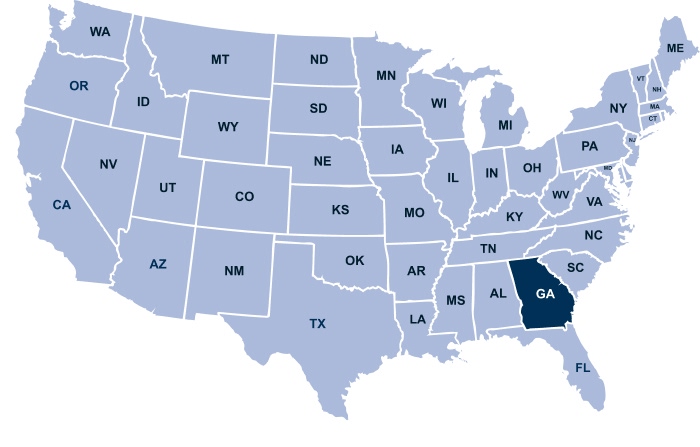 Map of the United States with Georgia highlighted