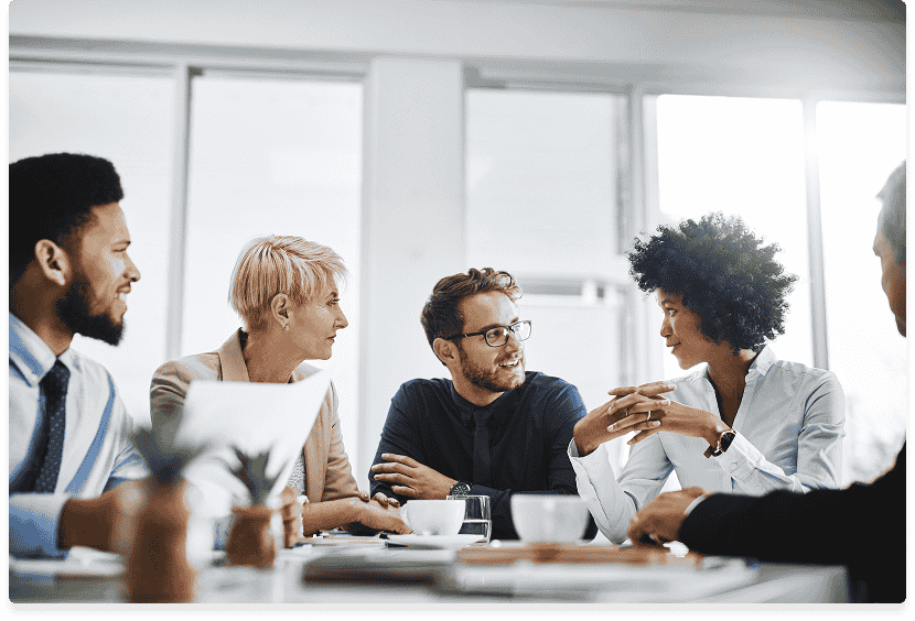 Business group conversing